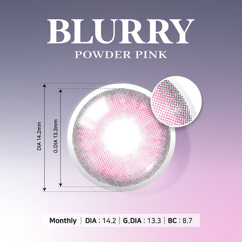 [Monthly] Blurry Powder Pink Colored Contact Lenses - 2pairs