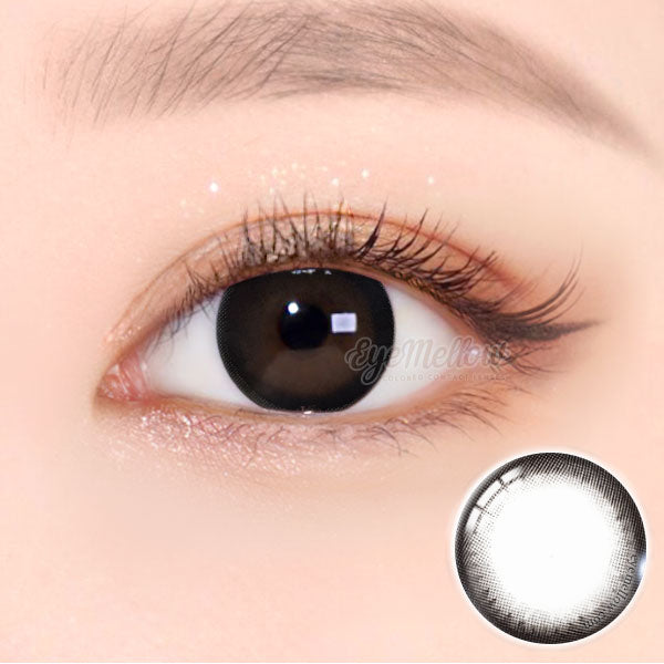 Moonlight Black Toric Colored Contact Lenses for Hyperopia with Astigmatism (1 Pair) - Double Vision(Diplopia) -  The clear black circle line colored contacts will give dark brown eyes a natural and beautiful enlargement effect, and a unique effect on bright eyes. and the black limbal ring and graphic diameter of 13.4 mm will enlarge your pupils a little more and make them more attractive.  Custom-made Soft Contact Lenses - EyeMellow Korean Colored Contact Lenses Online Store