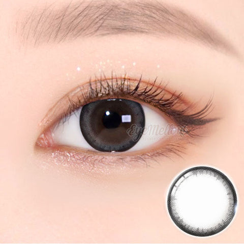 Moonlight Gray Toric Colored Contact Lenses for Hyperopia with Astigmatism (1 Pair) - Double Vision(Diplopia) -  A clear black circle line and grey color contact lenses will give a natural and beautiful enlargement effect to dark brown eyes and a unique effect to bright eyes. and the black limbal ring and graphic diameter of 13.4 mm will enlarge your pupils a little more and make them more attractive.  Custom-made Soft Contact Lenses - EyeMellow Korean Colored Contact Lenses Online Store