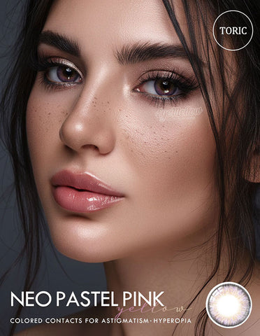 Neo Pastel Yellow Pink Toric Colored Contacts for Astigmatism, for Hyperopia