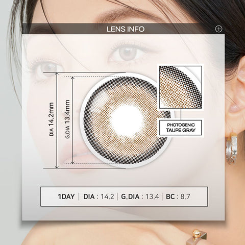[1DAY] Photogenic Taupe Gray Colored Contact Lenses (10Lenses)