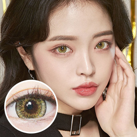 Best Korean Colored Contact Lenses - Doll-like CHERIE3 Honey Brown  Colored Contacts (1 Pair) /  These 3-tone hazel-yellow brown-black color big circle lenses will make your eyes bigger and more beautiful, and will make you look even better at Halloween, parties, fancy makeup, and cosplay looks.  / Prescription and non-prescription available, Cheapest Colored Contact Lenses. Buy Colored Contact Lenses Online - EyeMellow