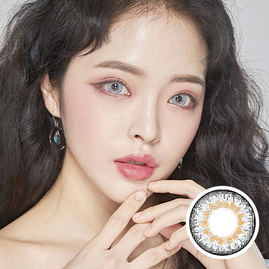 Best Korean Colored Contact Lenses - Doll-like CHERIE3 Gray Colored Contacts (1 Pair) /  These 3-tone hazel-white grey-black color big circle lenses will make your eyes bigger and more beautiful, and will make you look even better at Halloween, parties, fancy makeup, and cosplay looks.  / Prescription and non-prescription available, Cheapest Colored Contact Lenses. Buy Colored Contact Lenses Online - EyeMellow