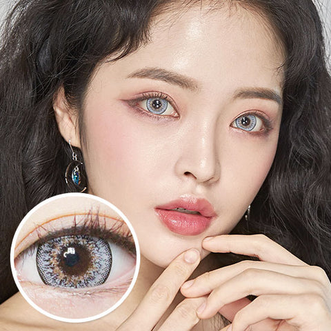 Best Korean Colored Contact Lenses - Doll-like CHERIE3 Gray Colored Contacts (1 Pair) /  These 3-tone hazel-white grey-black color big circle lenses will make your eyes bigger and more beautiful, and will make you look even better at Halloween, parties, fancy makeup, and cosplay looks.  / Prescription and non-prescription available, Cheapest Colored Contact Lenses. Buy Colored Contact Lenses Online - EyeMellow