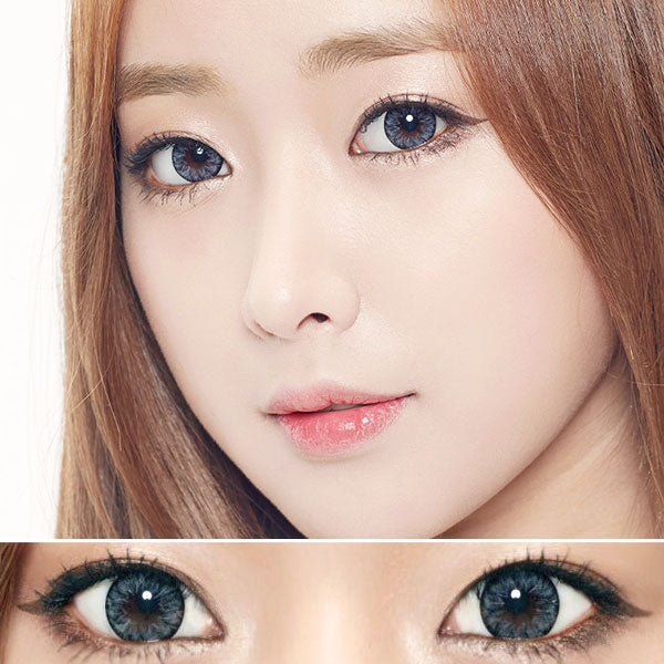 Best Korean Colored Contact Lenses - Eclair Gray Colored Contacts (1 Pair) /  These 3-tone colored contacts with a unique gray-black pattern can be worn in a variety of ways, such as Halloween, parties, fancy makeup, and cosplay looks. The graphic diameter of 13.4mm will enlarge your pupils a little more and make them more attractive.  / Prescription and non-prescription available, Cheapest Colored Contact Lenses. Buy Colored Contact Lenses Online - EyeMellow