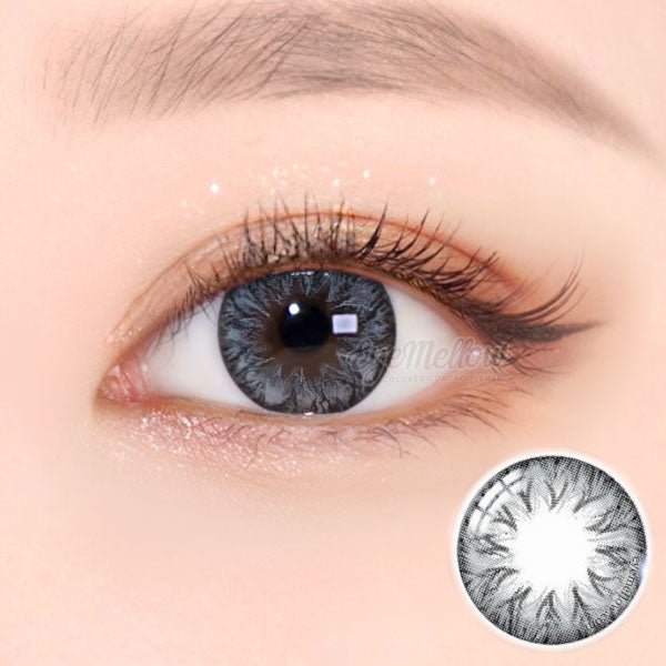 Best Coloured Toric Lenses for Astigmatism - Eclair Grey Toric Colored Contact Lenses (1 Pair)   These 3-tone colored contacts with a unique gray-black pattern can be worn in a variety of ways, such as Halloween, parties, fancy makeup, and cosplay looks. The graphic diameter of 13.4mm will enlarge your pupils a little more and make them more attractive.  Custom-made Soft Contact Lenses - EyeMellow Korean Colored Contact Lenses Online Store