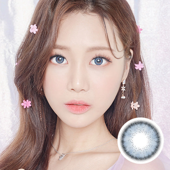 Best Korean Colored Contact Lenses - Heimish Blue Colored Contacts (1 Pair) Buy 1 Get 1 Free /  These 2-tone blue-black coloured ring circle lenses are recommended for dark brown eyes. The Black Limbal Ring and graphic diameter 13.3mm will enlarge your pupils a little more and change your eye color to bright and attractive.   / Prescription and non-prescription available, Cheapest Colored Contact Lenses. Buy Colored Contact Lenses Online - Graded Colored Contact Lenses - EyeMellow