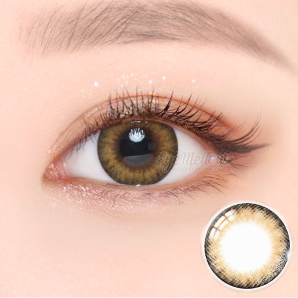 Best Korean Colored Contact Lenses - Jewel Brown Colored Contacts (1 Pair) /  This hazel brown-black 2-tone color contact lens is recommended for dark brown eyes, and the black limbal ring and graphic diameter of 13.4 mm will enlarge your pupils a little more and change your eye color to bright and attractive.   / Prescription and non-prescription available, Cheapest Colored Contact Lenses. Buy Colored Contact Lenses Online - EyeMellow