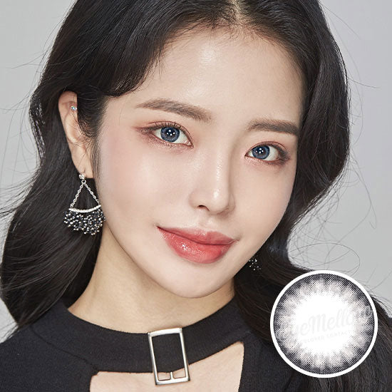 Best Korean Colored Contact Lenses - Jewel Gray Colored Contacts (1 Pair) /  This grey-black 2-tone color contact lens is recommended for dark brown eyes, and the black limbal ring and graphic diameter of 13.4 mm will enlarge your pupils a little more and change your eye color to bright and attractive.   / Prescription and non-prescription available, Cheapest Colored Contact Lenses. Buy Colored Contact Lenses Online - EyeMellow