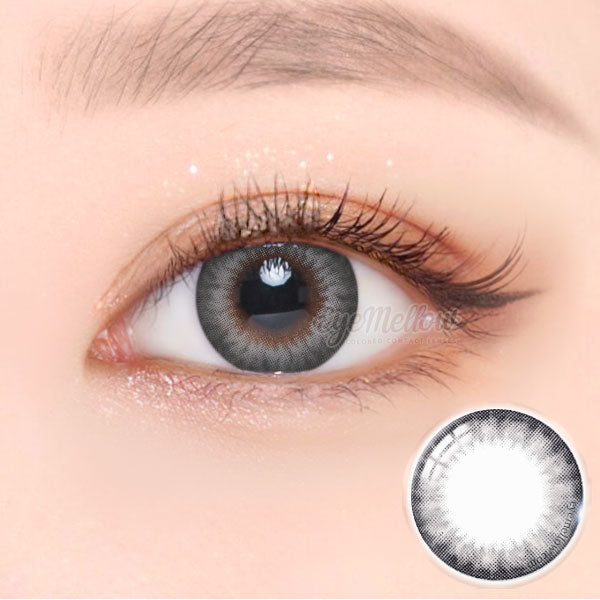 Best Korean Colored Contact Lenses - Jewel Gray Colored Contacts (1 Pair) /  This grey-black 2-tone color contact lens is recommended for dark brown eyes, and the black limbal ring and graphic diameter of 13.4 mm will enlarge your pupils a little more and change your eye color to bright and attractive.   / Prescription and non-prescription available, Cheapest Colored Contact Lenses. Buy Colored Contact Lenses Online - EyeMellow