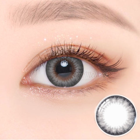 Best Korean Colored Contact Lenses - Jewel Gray Colored Contacts (1 Pair) /  This grey-black 2-tone color contact lens is recommended for dark brown eyes, and the black limbal ring and graphic diameter of 13.4 mm will enlarge your pupils a little more and change your eye color to bright and attractive.   / Prescription and non-prescription available, Cheapest Colored Contact Lenses. Buy Colored Contact Lenses Online - EyeMellow