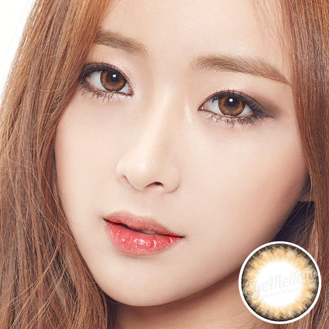 Best Korean Colored Contact Lenses - Jewel Brown Colored Contacts (1 Pair) /  This hazel brown-black 2-tone color contact lens is recommended for dark brown eyes, and the black limbal ring and graphic diameter of 13.4 mm will enlarge your pupils a little more and change your eye color to bright and attractive.   / Prescription and non-prescription available, Cheapest Colored Contact Lenses. Buy Colored Contact Lenses Online - EyeMellow