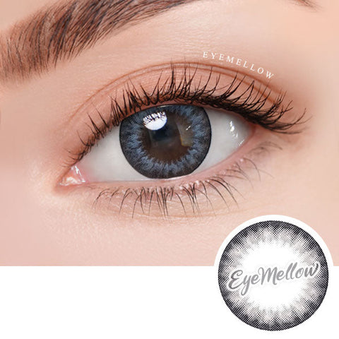 Best Korean Colored Contact Lenses - Jewel Gray Colored Contacts (1 Pair) /  This grey-black 2-tone color contact lens is recommended for dark brown eyes, and the black limbal ring and graphic diameter of 13.4 mm will enlarge your pupils a little more and change your eye color to bright and attractive.   / Prescription and non-prescription available, Cheapest Colored Contact Lenses. Buy Colored Contact Lenses Online - EyeMellow