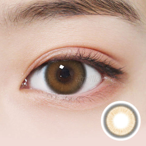 Best Korean Colored Contact Lenses - Karina Brown Colored Contacts (1 Pair) Buy 1 Get 1 Free /  These 3-tone hazel-brown-black coloured ring circle lenses are recommended for dark brown eyes. The Black Limbal Ring and graphic diameter 13.1mm will enlarge your pupils a little more and change your eye color to bright and attractive.   / Prescription and non-prescription available, Cheapest Colored Contact Lenses. Buy Colored Contact Lenses Online - Graded Colored Contact Lenses - EyeMellow