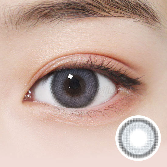 Best Korean Colored Contact Lenses - Karina Gray Colored Contacts (1 Pair) Buy 1 Get 1 Free /  These 3-tone grey coloured ring circle lenses are recommended for dark brown eyes. The Black Limbal Ring and graphic diameter 13.1mm will enlarge your pupils a little more and change your eye color to bright and attractive.   / Prescription and non-prescription available, Cheapest Colored Contact Lenses. Buy Colored Contact Lenses Online - Graded Colored Contact Lenses - EyeMellow