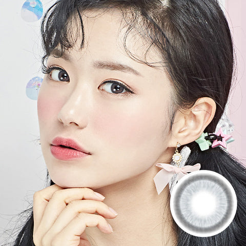 Best Korean Colored Contact Lenses - Karina Gray Colored Contacts (1 Pair) Buy 1 Get 1 Free /  These 3-tone grey coloured ring circle lenses are recommended for dark brown eyes. The Black Limbal Ring and graphic diameter 13.1mm will enlarge your pupils a little more and change your eye color to bright and attractive.   / Prescription and non-prescription available, Cheapest Colored Contact Lenses. Buy Colored Contact Lenses Online - Graded Colored Contact Lenses - EyeMellow