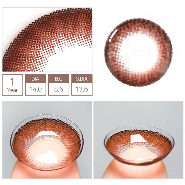 Best Coloured Toric Lenses for Astigmatism - Red Velvet Chocolate  Toric Colored Contact Lenses (1 Pair)     The 3-tone brown colored contacts of red brown and dark brown will give a natural and beautiful enlargement effect to dark brown eyes and a unique effect to bright eyes. The graphic diameter of 13.6mm will enlarge your pupils a little more and make them more attractive.    Custom-made Soft Contact Lenses - EyeMellow Korean Colored Contact Lenses Online Store
