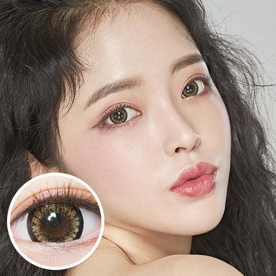 Best Korean Colored Contact Lenses - Doll-like SWEET2 Brown Colored Contacts (1 Pair) /  These 2-tone brown color big circle lenses will make your eyes bigger and more beautiful, and will make you look even better at Halloween, parties, fancy makeup, and cosplay looks.  / Prescription and non-prescription available, Cheapest Colored Contact Lenses. Buy Colored Contact Lenses Online - EyeMellow